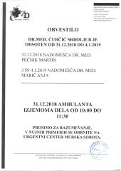 Obvestilo o delovnem času-Ambulanta Kuzma